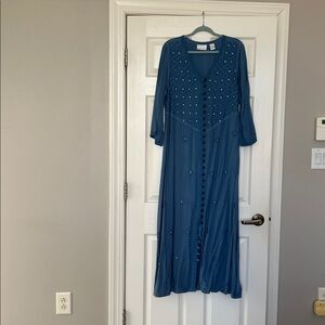 Soft Surroundings soft Blue Embroidered Long Sleeve Dress